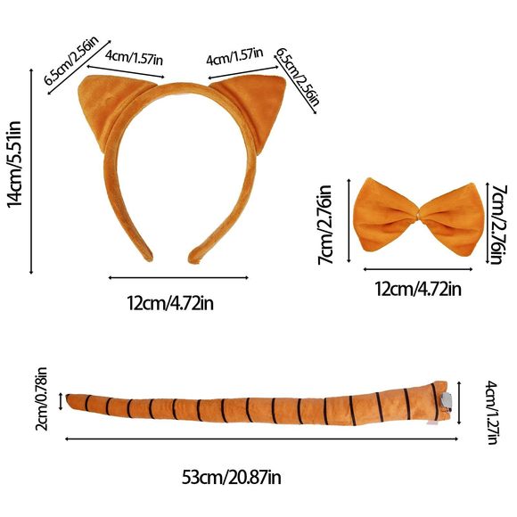4pcs Cat Costume Accessoriess Set, Orange Cat Ears Headband, Black Mask, Bow⭐️ - Picture 2 of 4